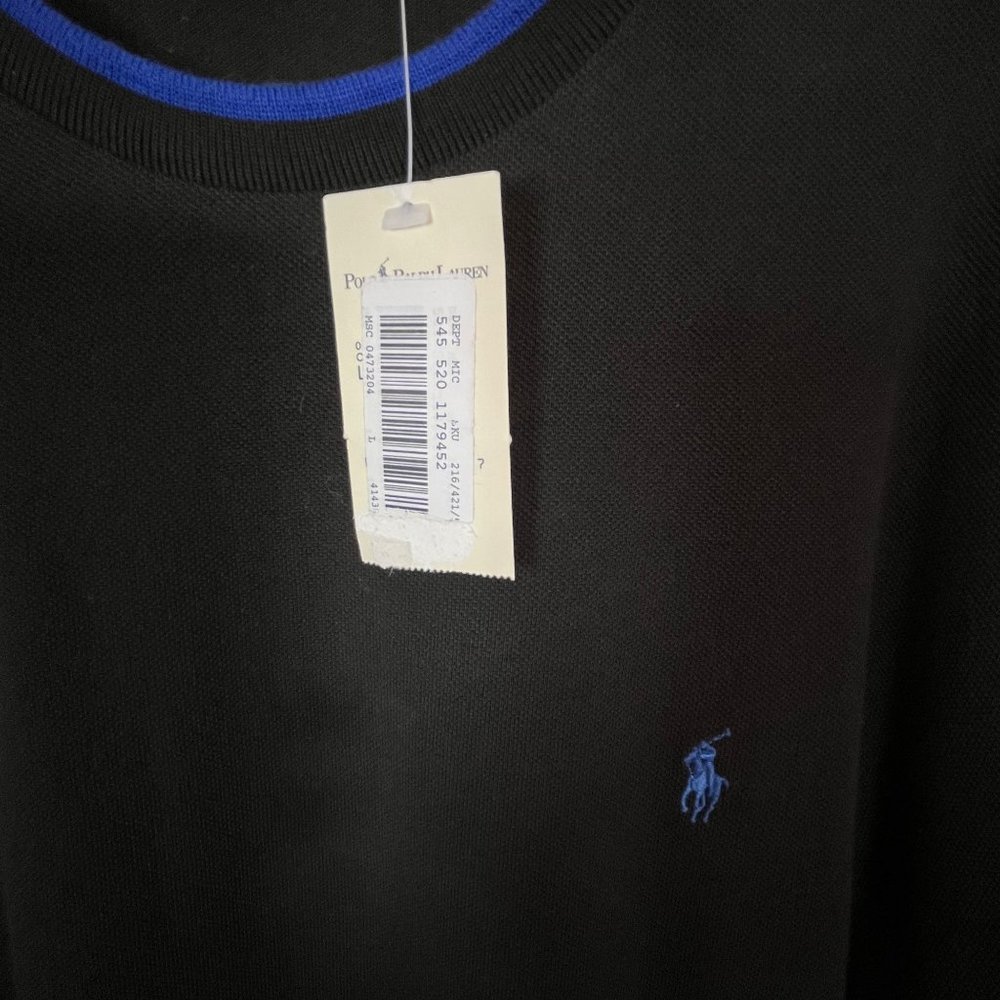 Polo Ralph Lauren Vintage 100% Cotton Shirt Black Large Blue Accent NWT - Picture 5 of 8